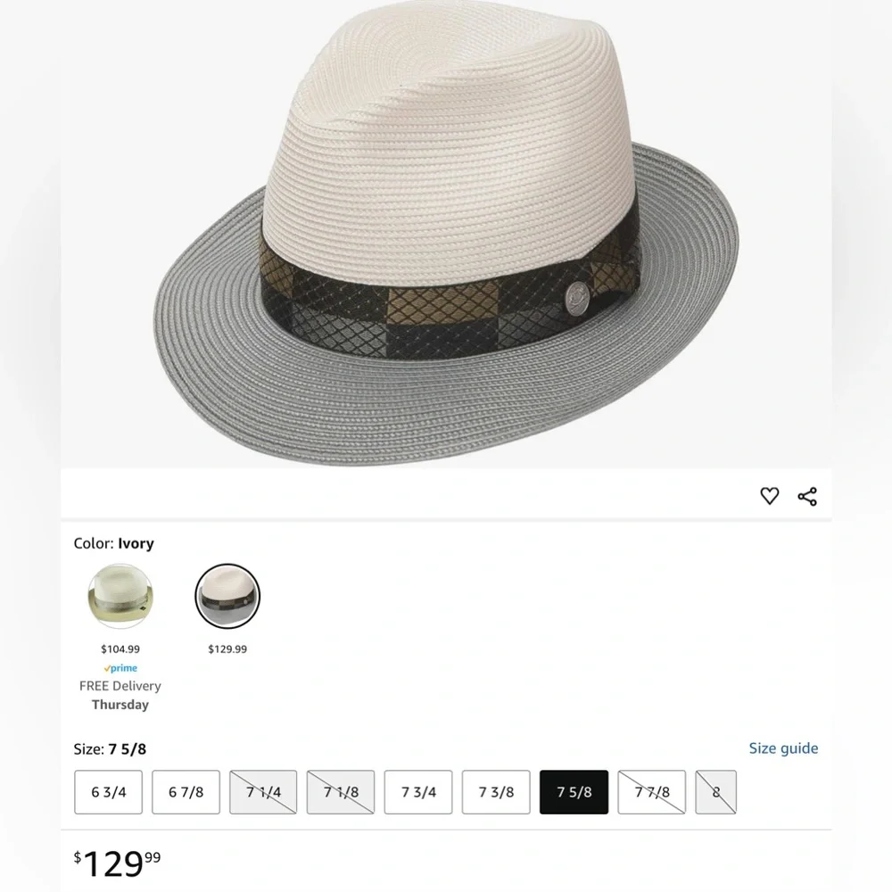 Stetson Andover Grey 71/4R Florentine Italy Hat - Picture 6 of 9